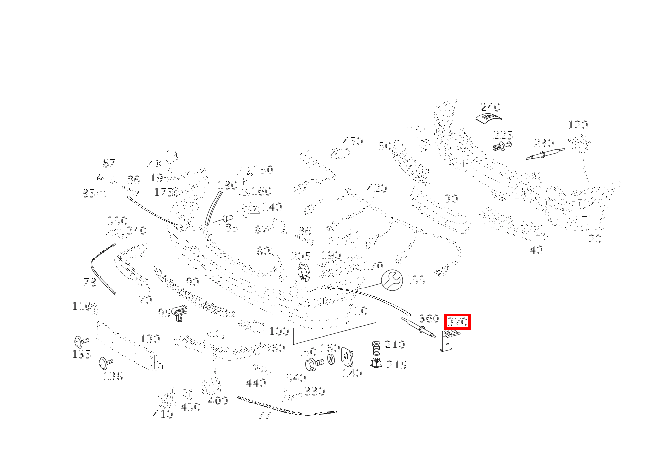 Klammer BEFESTIGUNG STOSSFAENGER AN KOTFLUEGEL E 200 T-Limousine 210 Klammer BEFESTIGUNG STOSSFAENGER AN KOTFLUEGEL E 200 T-Limousine 210