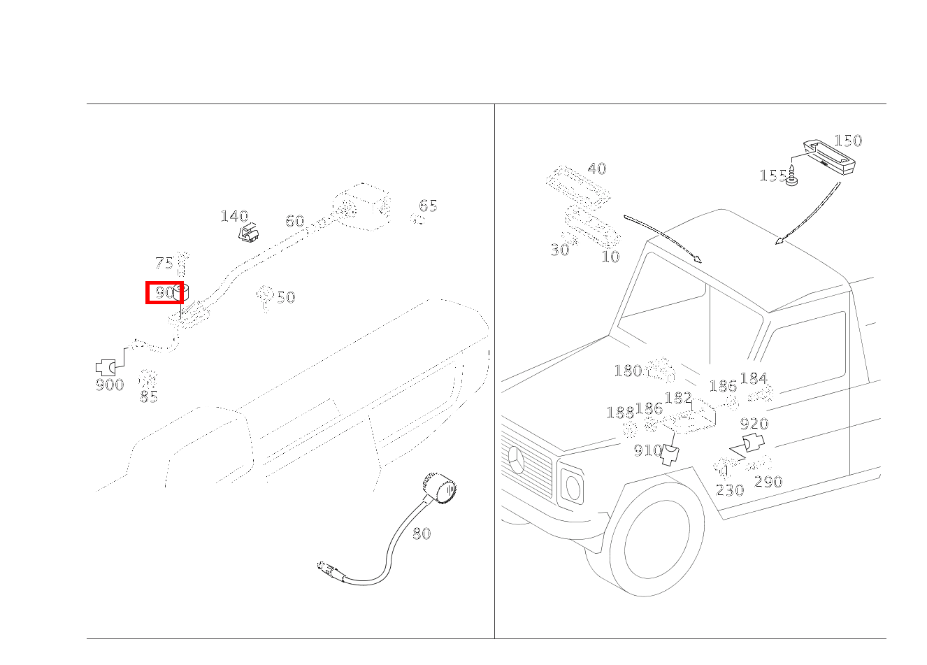BUCHSE MIT AUSSEN-FASE LESELEUCHTE G 300 CDI/4X4/3428 Lang 461