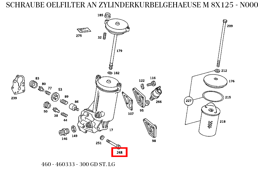 Schraube OELFILTER AN ZYLINDERKURBELGEHAEUSE M 8X125 300 GD ST. LG 460