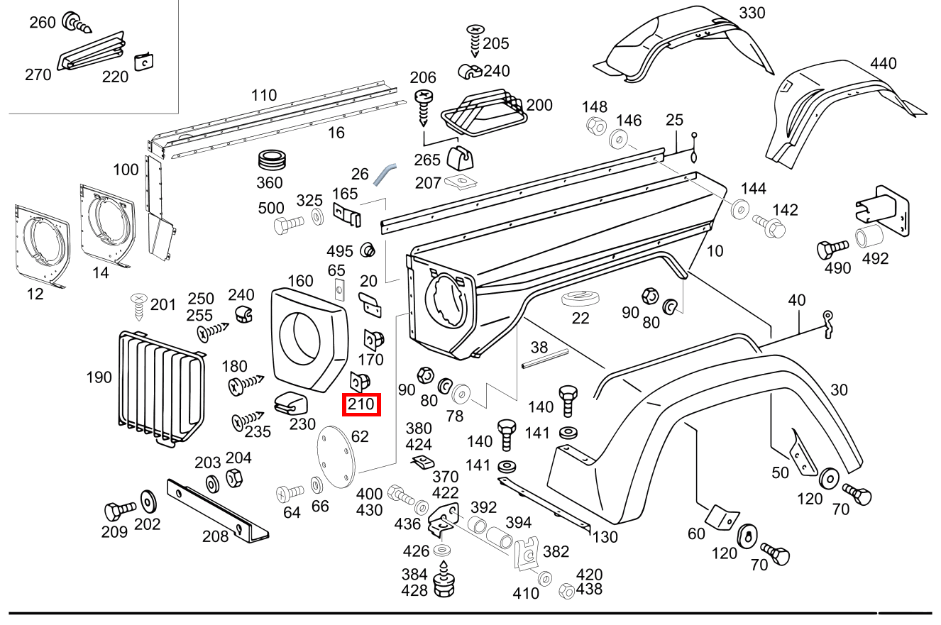 Mutter Schutzgitter an Stoßfänger G 300 CDI 461 Mutter Schutzgitter an Stoßfänger G 300 CDI 461