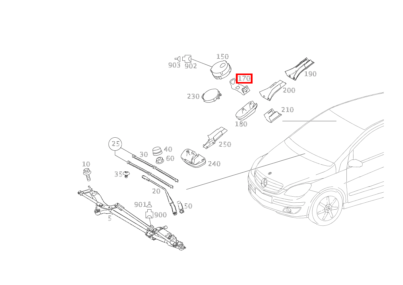 Klammer BEFESTIGUNG REGEN-LICHTSENSOR B 200 Turbo Sports Tourer 245 Klammer BEFESTIGUNG REGEN-LICHTSENSOR B 200 Turbo Sports Tourer 245