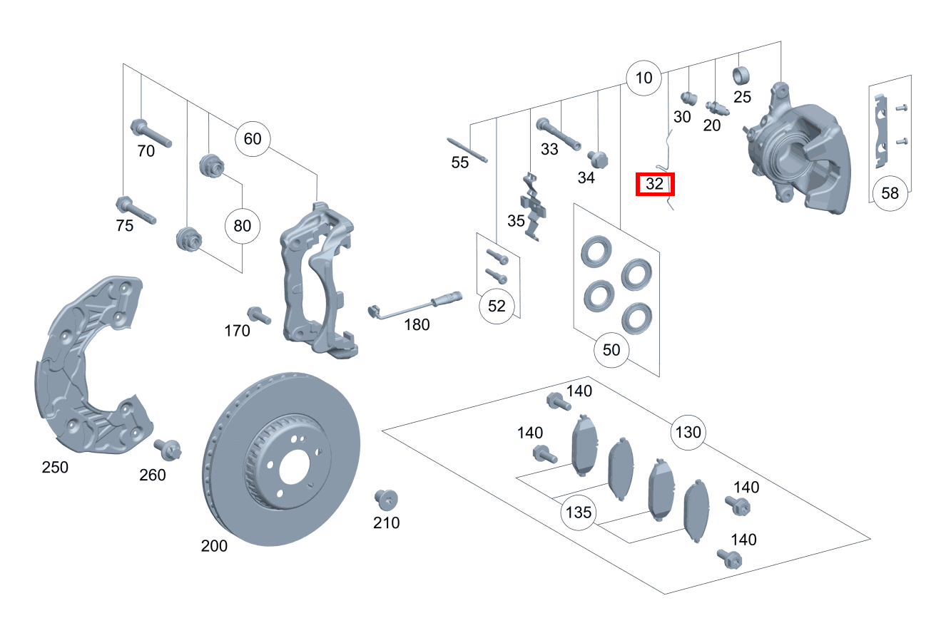 BUEGELFEDER Bremssattel links und rechts C 205, E 213, GLC 253 und  