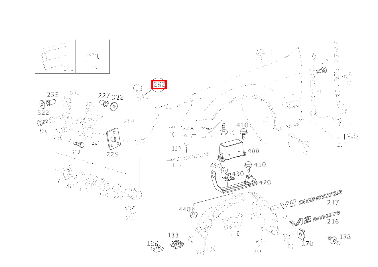 TEILESATZ STANDART.STANGE BEFESTIGUNG STEUERGERAET S 350 Limousine (langer Radstand) 220