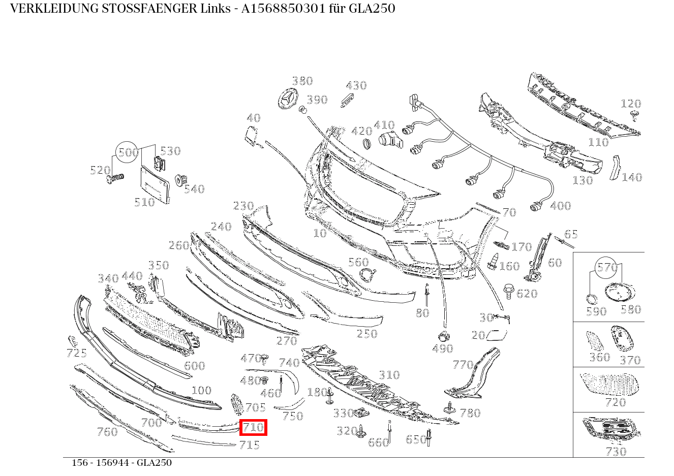 Verkleidung Stossfänger Links GLA250 156