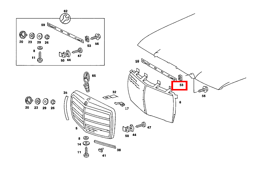 Clipsmutter KUEHLERVERKLEIDUNG AN MOTORHAUBE 230 TE 123
