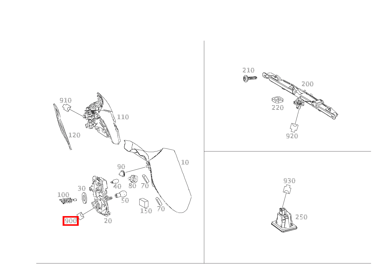Kupplung, Mechanisch Heckleuchte an Kotflügel rechts E4 NATURE; 6-PIN MQS GLA250 156