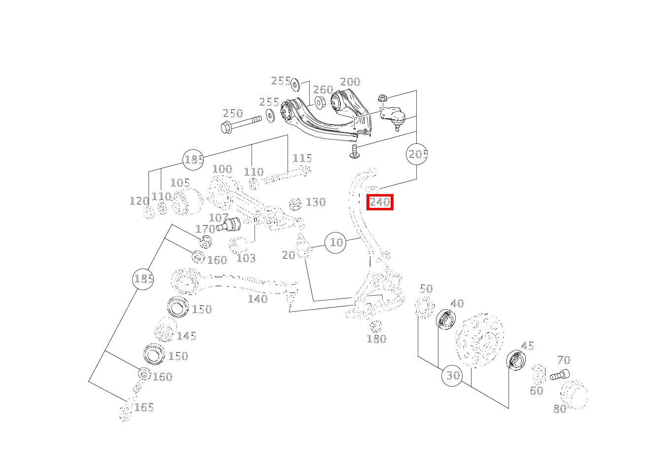 Sechskantmutter QUERLENKER OBEN AN ACHSSCHENKEL; M10 E 270 FG CDI Fahrgestell lang 211 Sechskantmutter QUERLENKER OBEN AN ACHSSCHENKEL; M10 E 270 FG CDI Fahrgestell lang 211