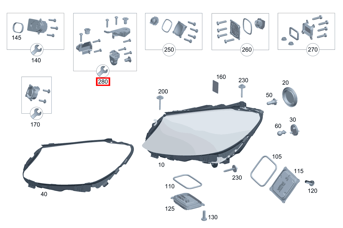 Reparatursatz Halter Reparaturlösung für Scheinwerfer rechts C 180 Cabriolet 253