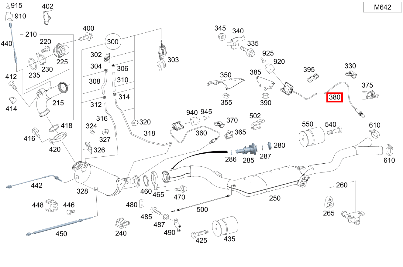 Nox-Sensor Hinten 815mm GL 350 BlueTEC 4MATIC Off-Roader 164