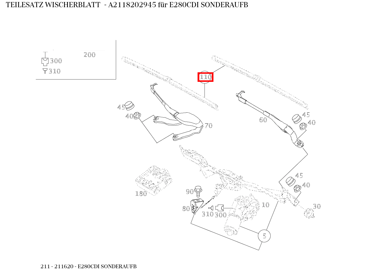 Teilesatz Wischerblatt E280CDI SONDERAUFB 211