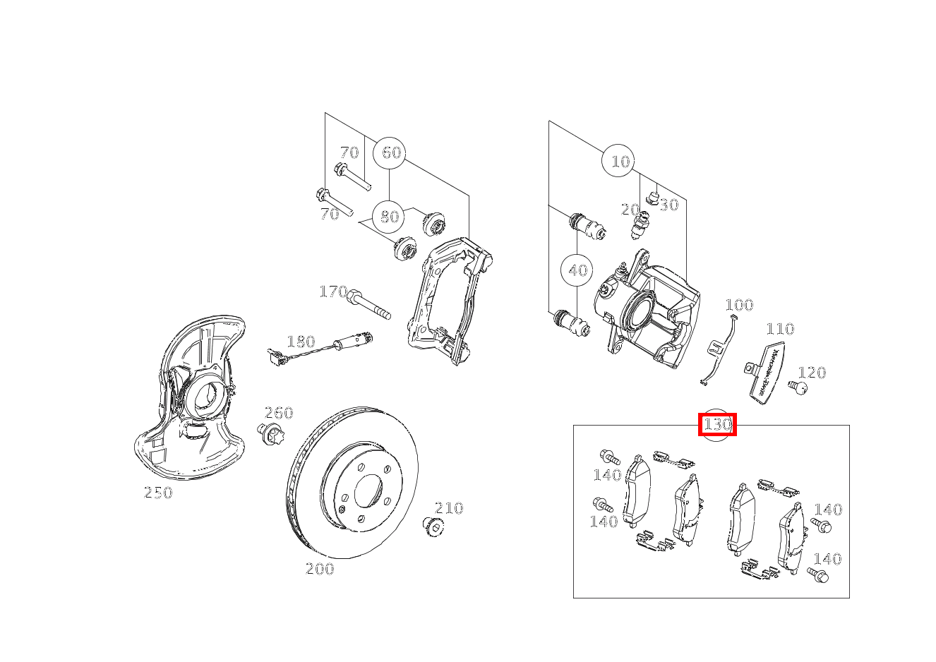 Teilesatz Bremsbelag Teilesatz E 500/550 CABR. 207