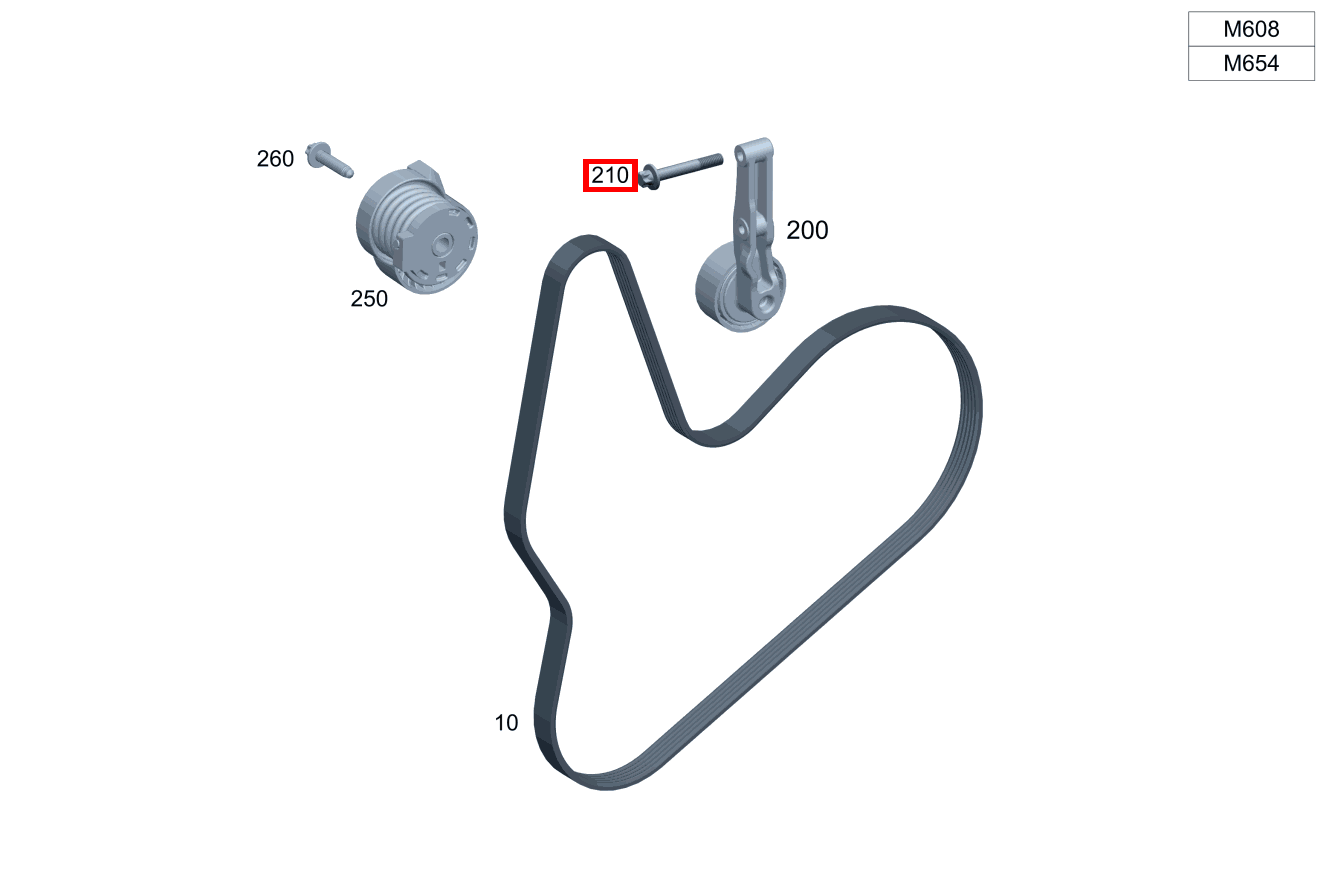 Sechsrundschraube Umlenkrolle an Wasserpumpe; M6X35 220 A 180