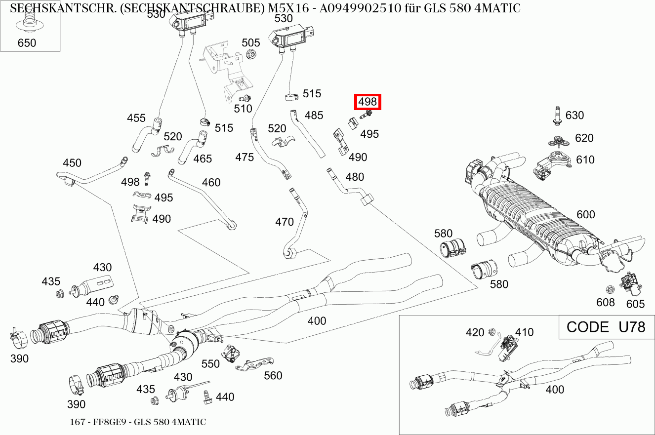 Sechskantschraube M5X16 GLS 580 4MATIC 167