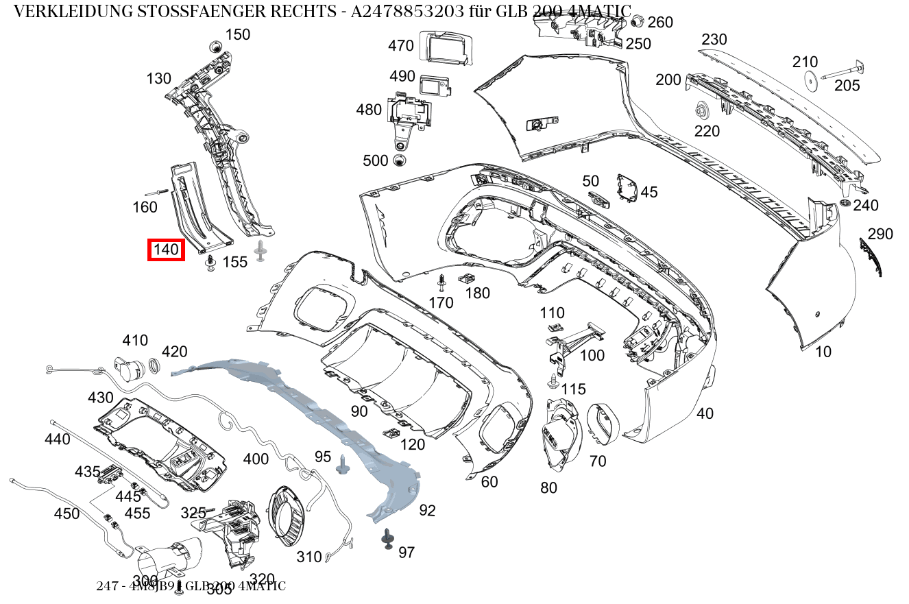 Verkleidung Stossfänger RECHTS GLB 200 4MATIC 247