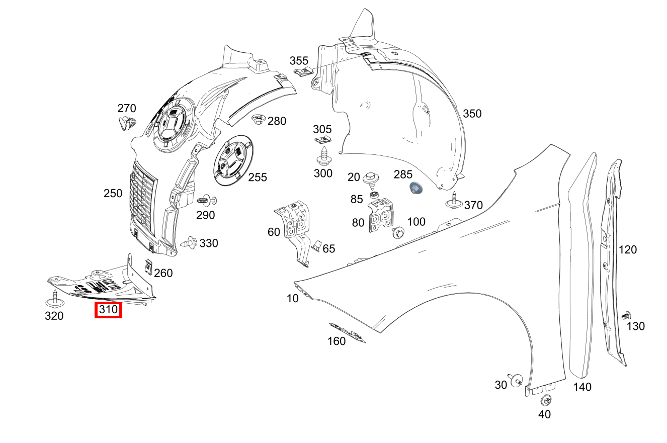 RADLAUFABDECKUNG Vorn links unten E 400 4MATIC Cabriolet 238 RADLAUFABDECKUNG Vorn links unten E 400 4MATIC Cabriolet 238