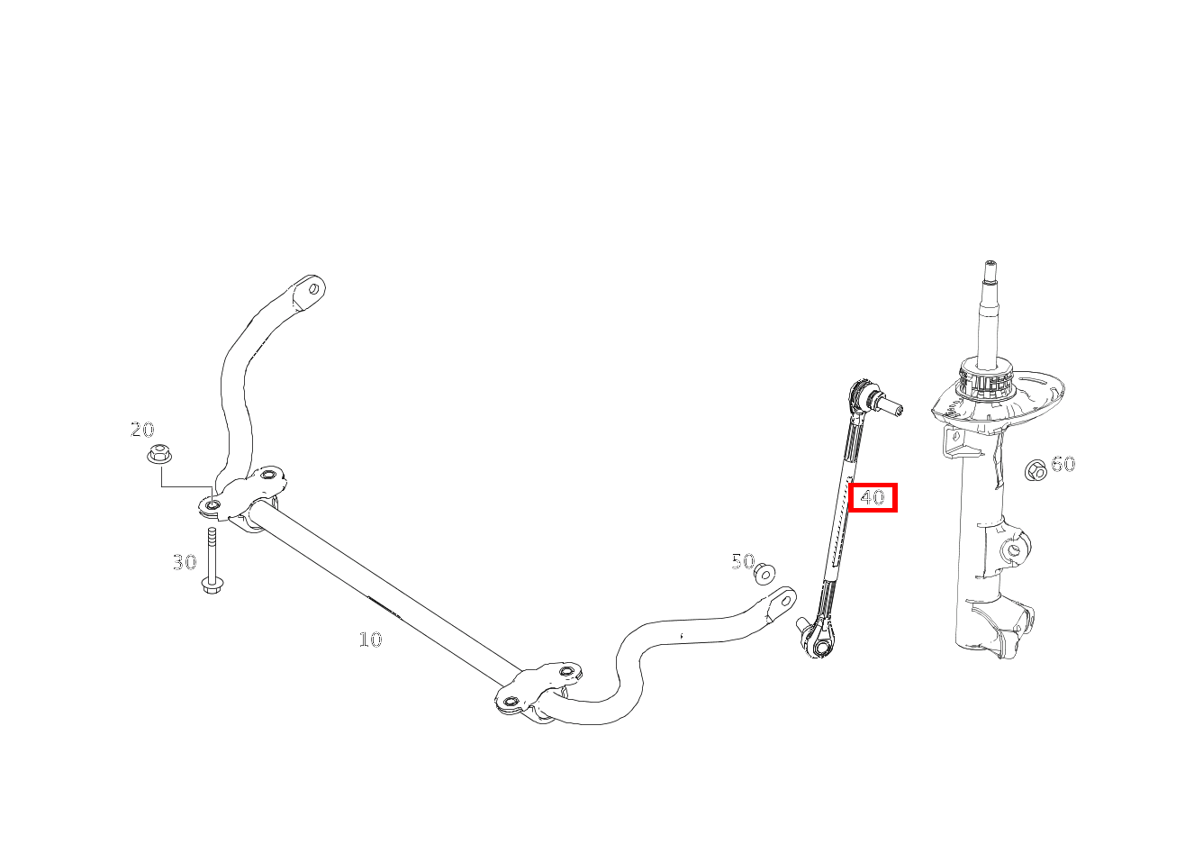 Stange Drehstab und Stoßdämpfer links C 180 205 Stange Drehstab und Stoßdämpfer links C 180 205