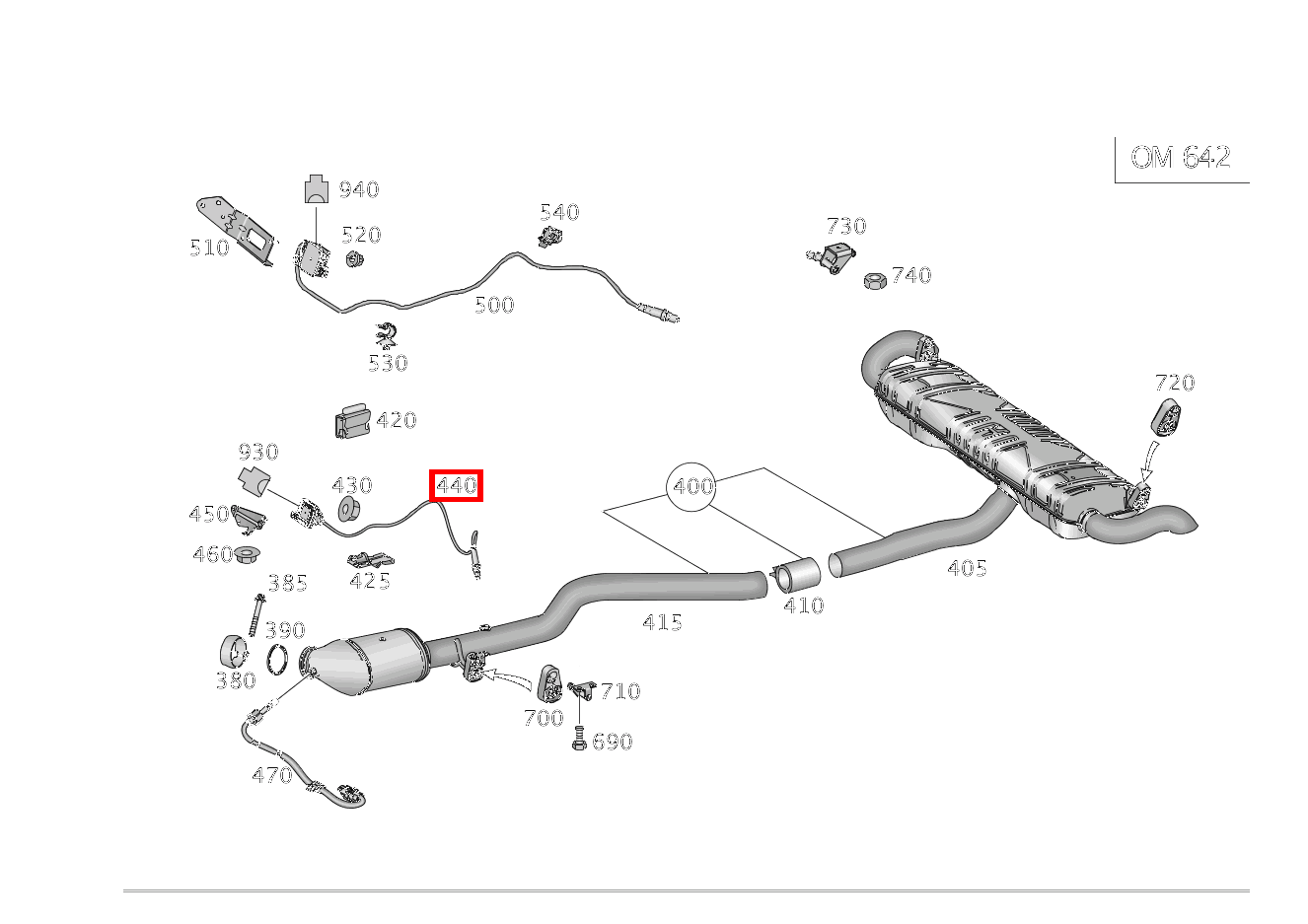 Nox-Sensor Nach Reduktionskatalysator; 815mm ML/GLE 350 BT/D 4M 642826 292