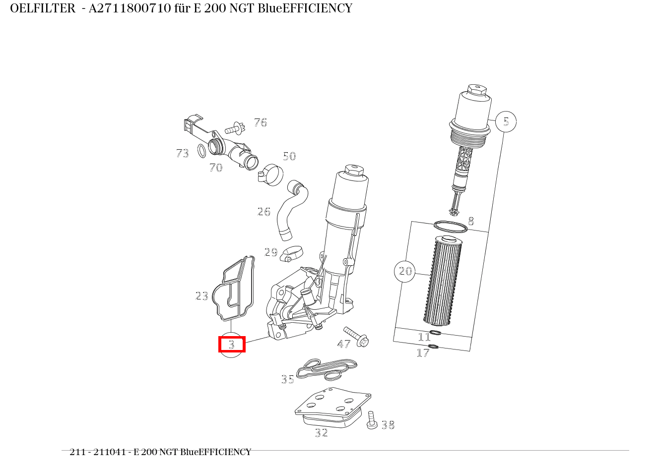Ölfilter E 200 NGT BlueEFFICIENCY 211