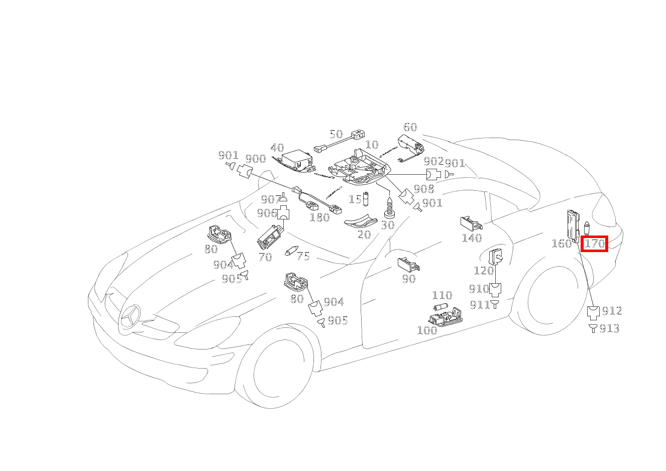 Glühlampe KOFFERRAUMBELEUCHTUNG; 12V-10W SLK 55 AMG Roadster 171 Glühlampe KOFFERRAUMBELEUCHTUNG; 12V-10W SLK 55 AMG Roadster 171