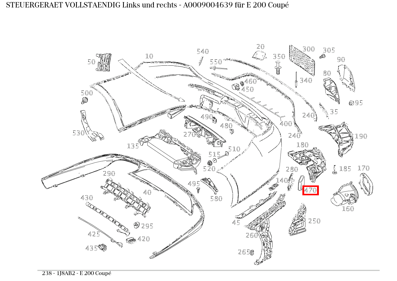 Steuergerät vollständig Links und rechts E 200 Coupé 238