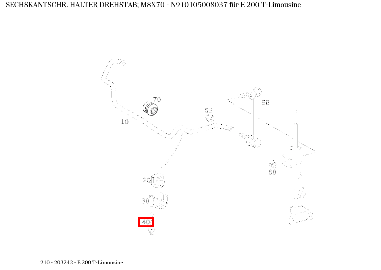 Sechskantschraube Stange an Federlenker; M8X70 , , und weitere kaufen