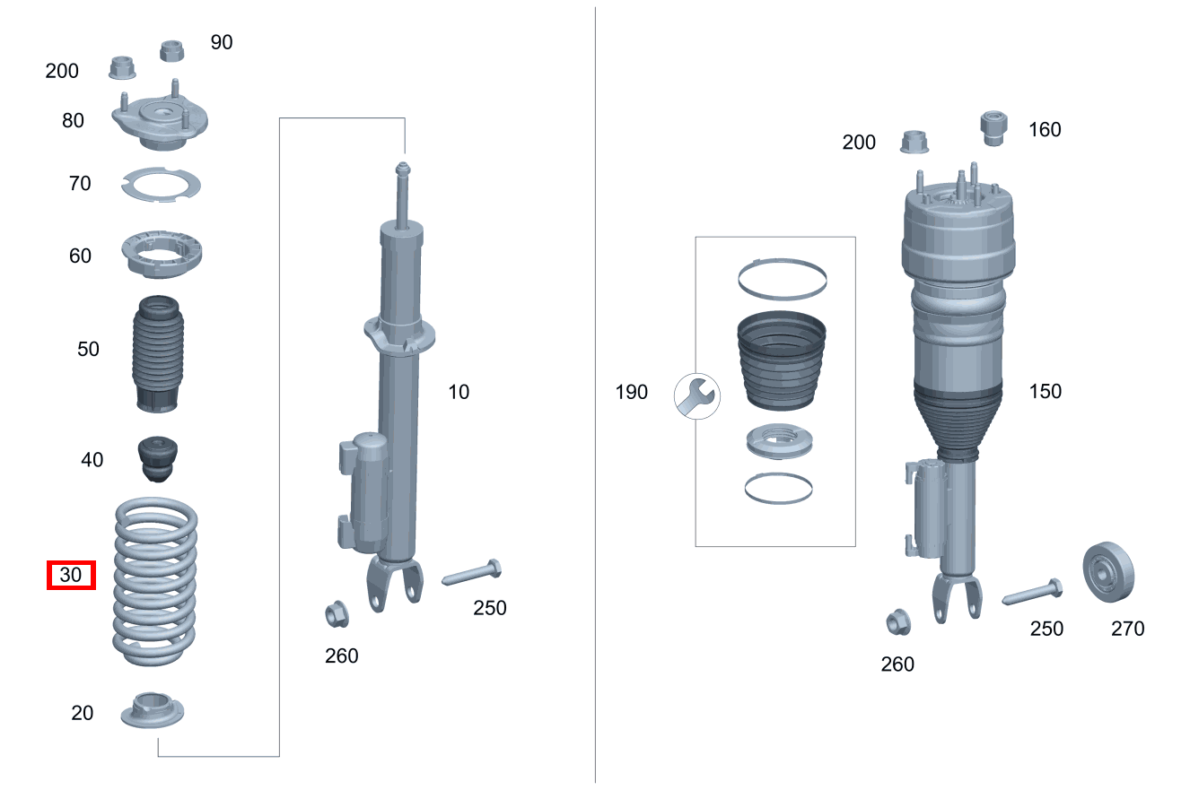 Schraubenfeder FARBKENNZEICHNUNG: 2 X WEISS / 1 X BLAU E 220 d Limousine 213 Schraubenfeder FARBKENNZEICHNUNG: 2 X WEISS / 1 X BLAU E 220 d Limousine 213
