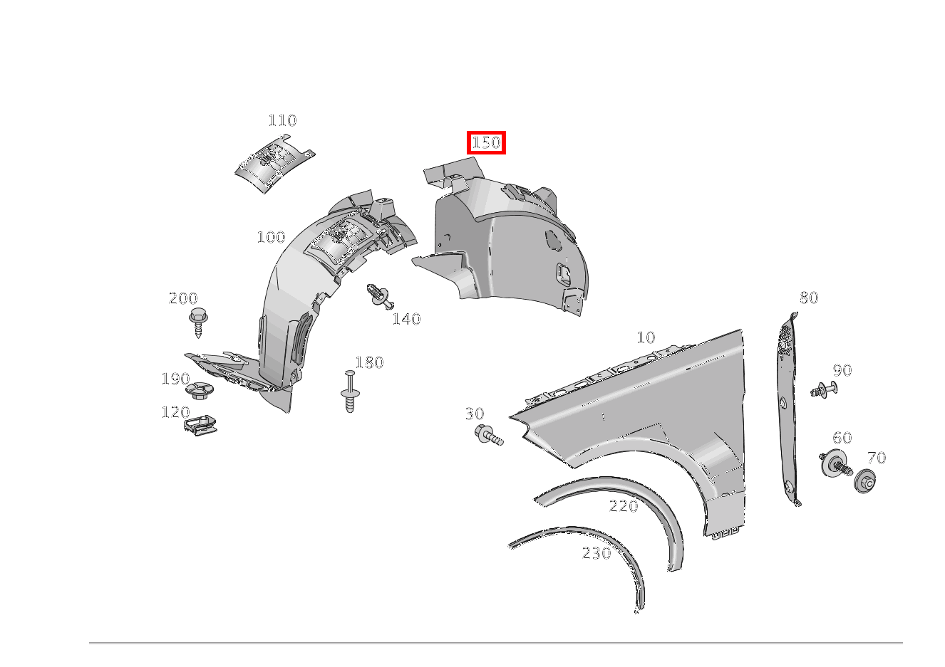 RADLAUFABDECKUNG KOTFLUEGEL LINKS HINTEN ML/GLE 350 BT/D 4M 642826 292