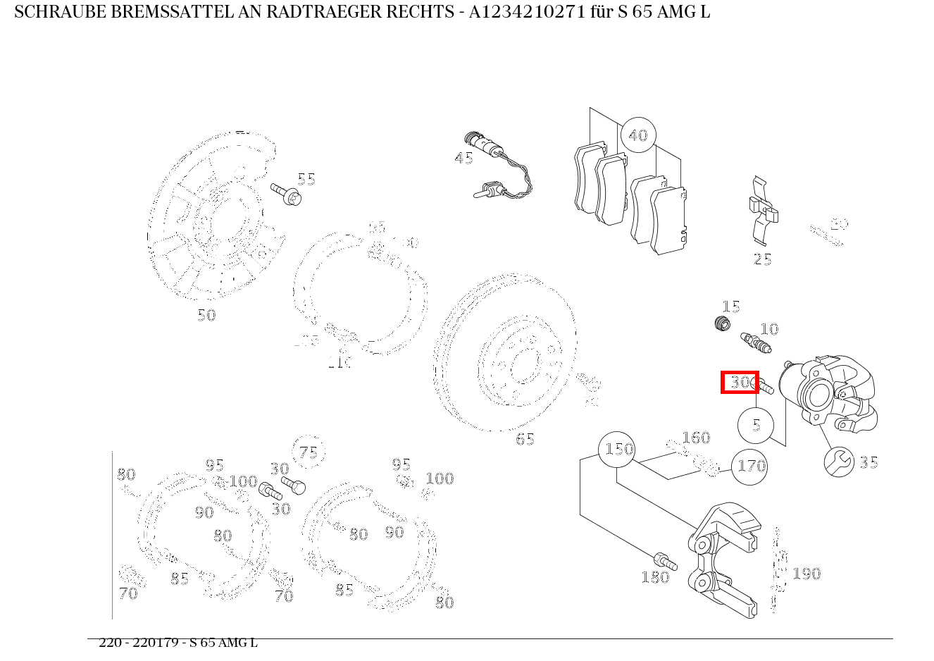 Schraube BREMSSATTEL AN RADTRAEGER RECHTS S 65 AMG L 220 Schraube BREMSSATTEL AN RADTRAEGER RECHTS S 65 AMG L 220