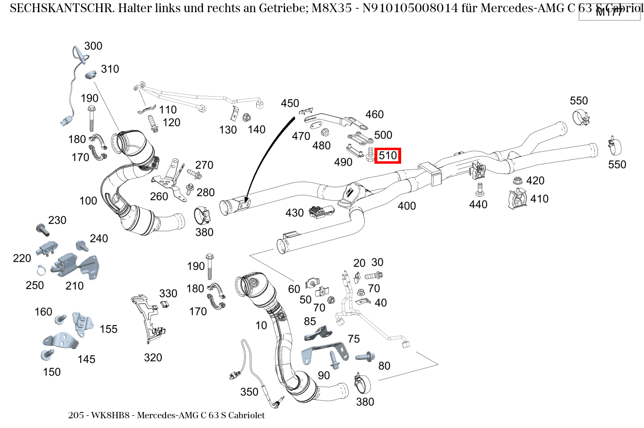 Sechskantschraube Halter links und rechts an Getriebe; M8X35 Mercedes-AMG C 63 S Cabriolet 205