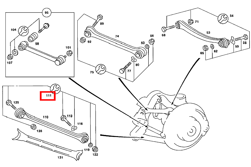 TEILESATZ ZUGSTREBE BEFESTIGUNGSTEILE 190 (105 PS) 201