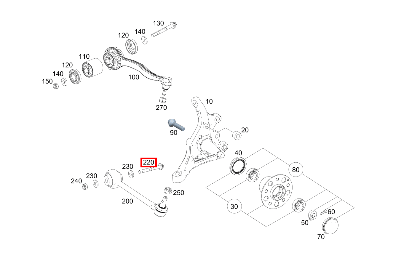 EINSTELLSCHRAUBE LENKER Nur für Einstellarbeiten, rechts SLK55 AMG 172 EINSTELLSCHRAUBE LENKER Nur für Einstellarbeiten, rechts SLK55 AMG 172