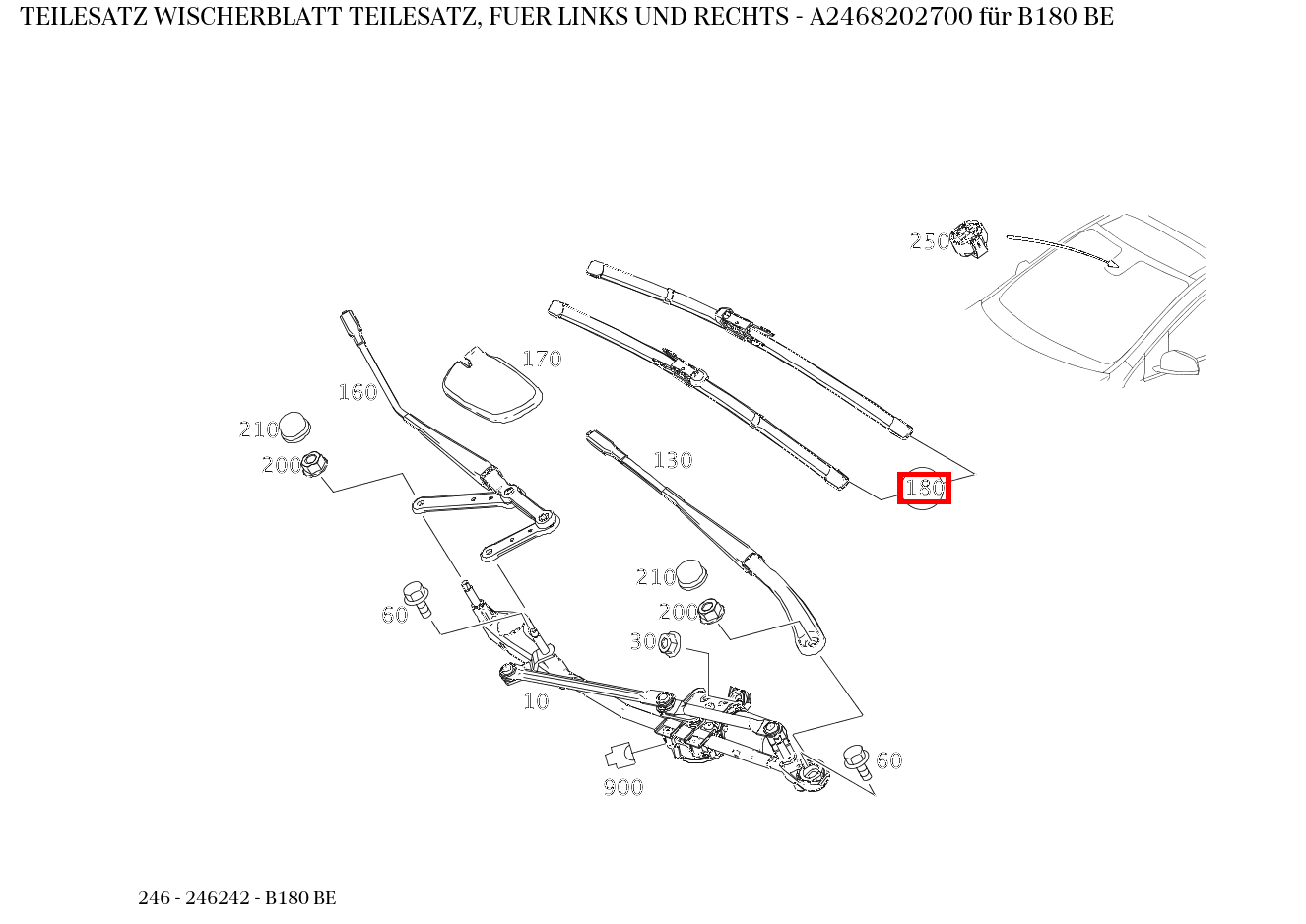 Teilesatz Wischerblatt TEILESATZ, FUER LINKS UND RECHTS B180 BE 246