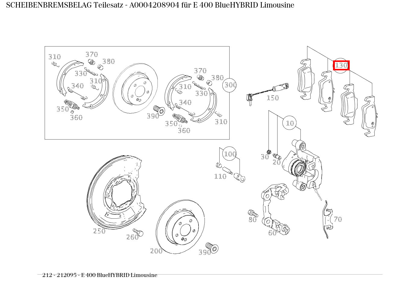 Scheibenbremsbelag Teilesatz E 400 BlueHYBRID Limousine 212 Scheibenbremsbelag Teilesatz E 400 BlueHYBRID Limousine 212