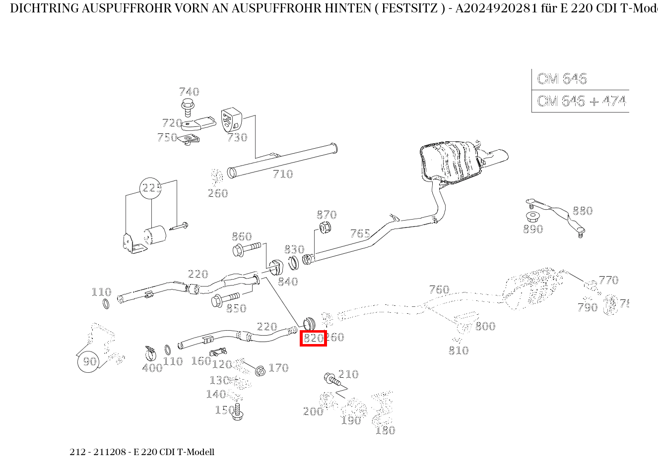Dichtring AUSPUFFROHR VORN AN AUSPUFFROHR HINTEN ( FESTSITZ ) E 220 CDI T-Modell 212 Dichtring AUSPUFFROHR VORN AN AUSPUFFROHR HINTEN ( FESTSITZ ) E 220 CDI T-Modell 212