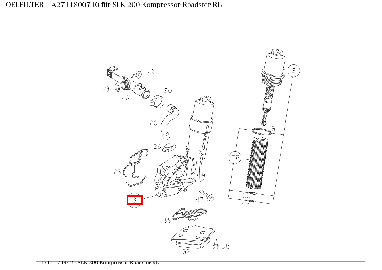 Ölfilter SLK 200 Kompressor Roadster RL 171