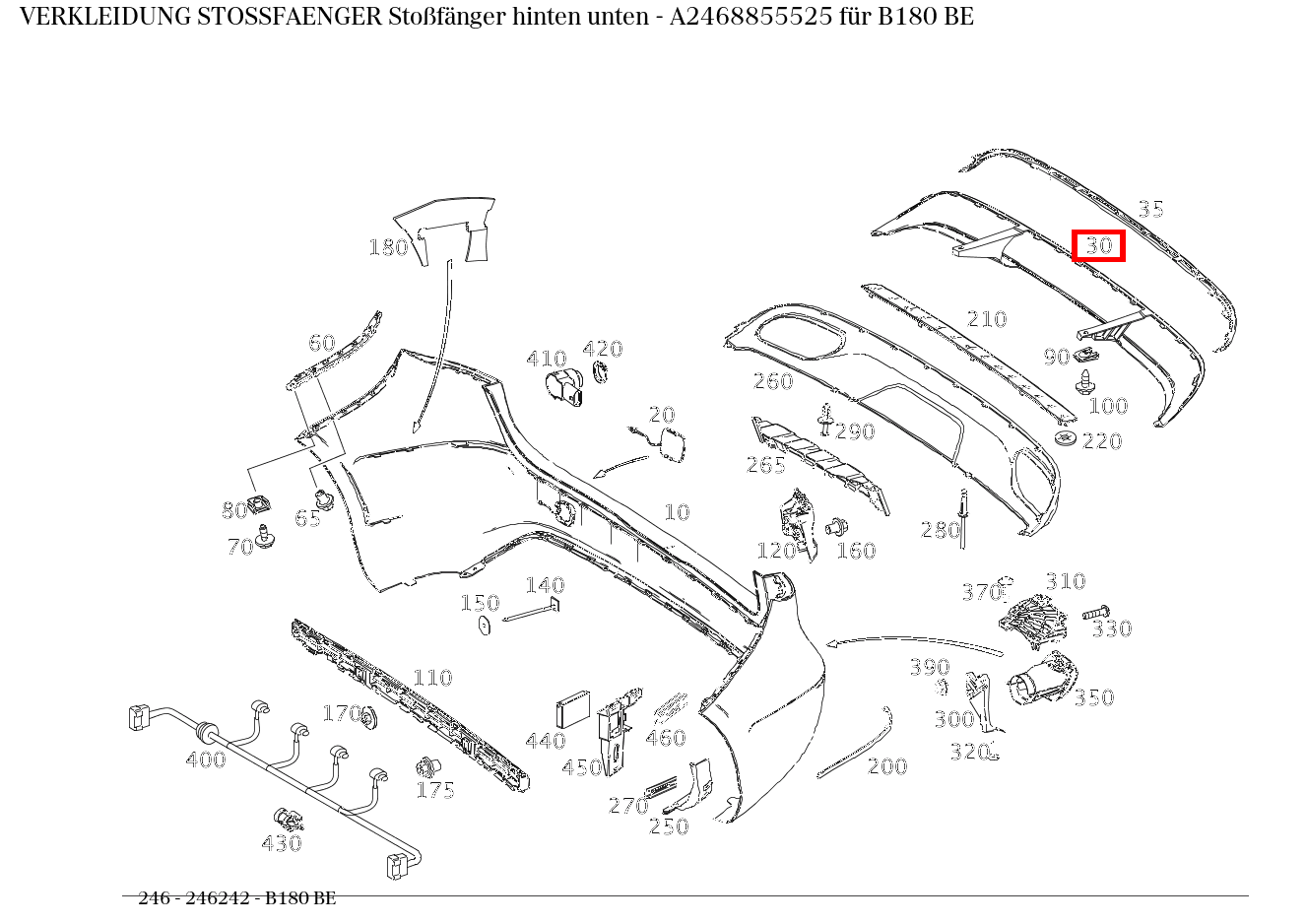 Verkleidung Stossfänger Stoßfänger hinten unten B180 BE 246