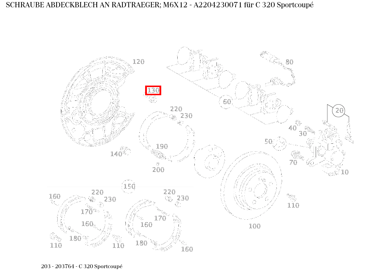 Schraube ABDECKBLECH AN RADTRAEGER; M6X12 C 320 Sportcoupé 203