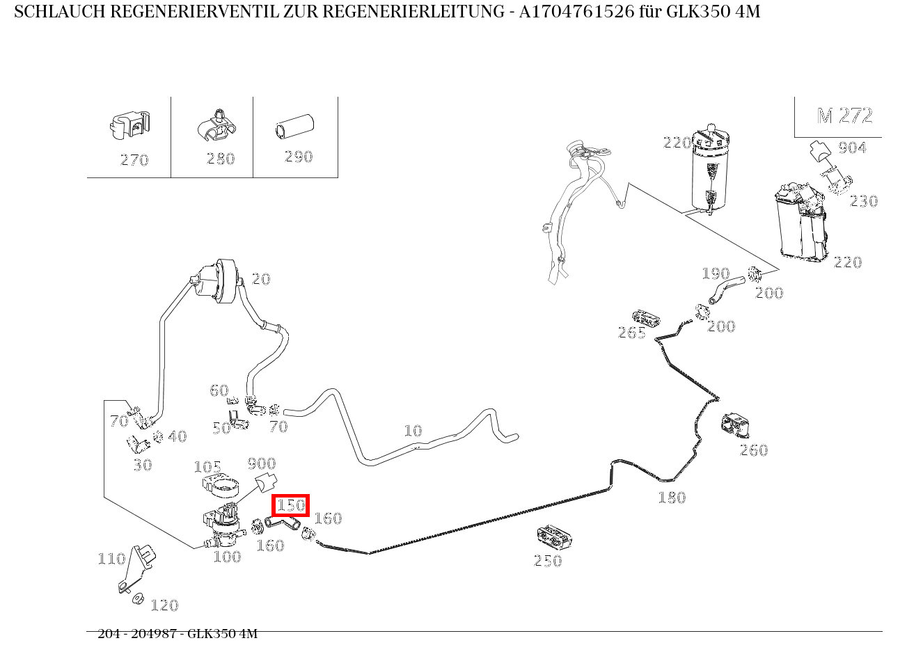Schlauch REGENERIERVENTIL ZUR REGENERIERLEITUNG GLK350 4M 204 Schlauch REGENERIERVENTIL ZUR REGENERIERLEITUNG GLK350 4M 204