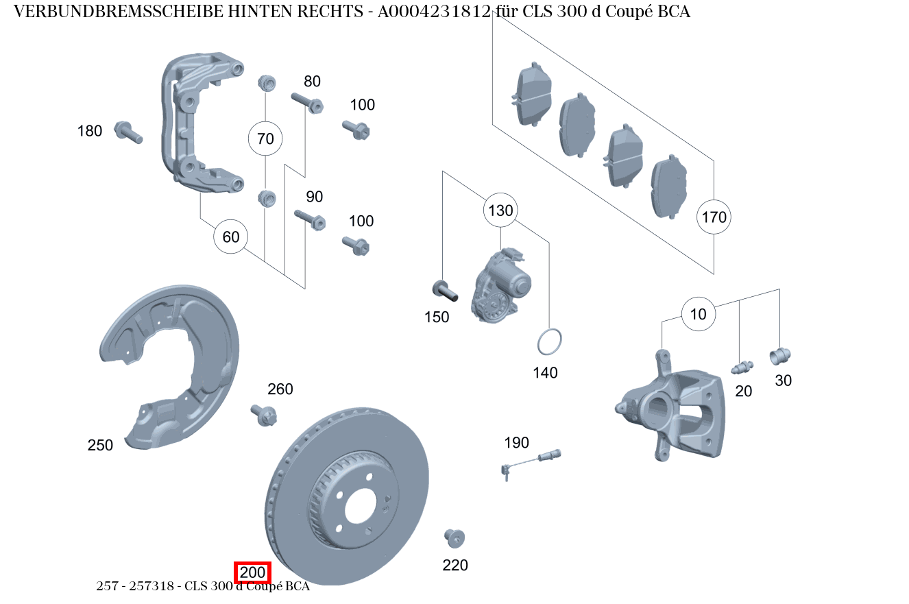Verbundbremsscheibe HINTEN RECHTS CLS 300 d Coupé BCA 257