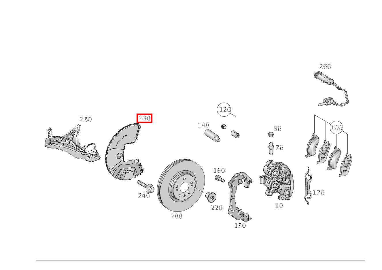 Bremsabdeckblech RECHTS ML/GLE 350 BT/D 4M 642826 292