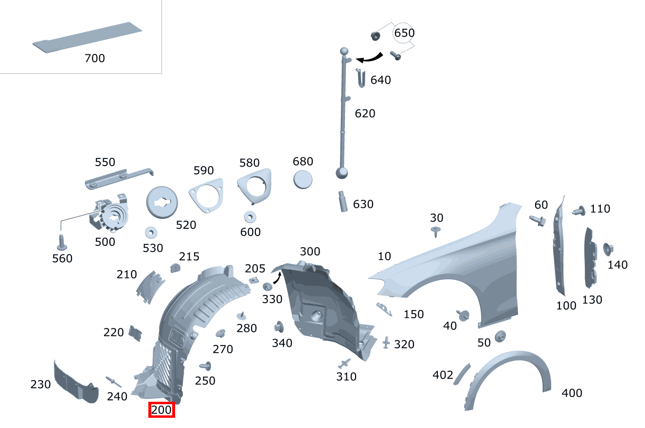 RADLAUFABDECKUNG KOTFLUEGEL VORN LINKS E 200 4MATIC T-Modell 213