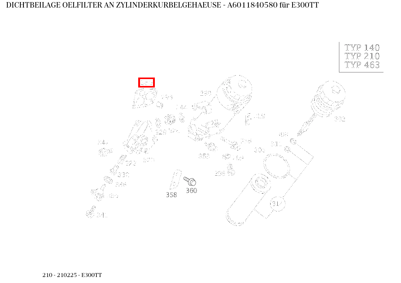 Dichtbeilage OELFILTER AN ZYLINDERKURBELGEHAEUSE E300TT 210 Dichtbeilage OELFILTER AN ZYLINDERKURBELGEHAEUSE E300TT 210
