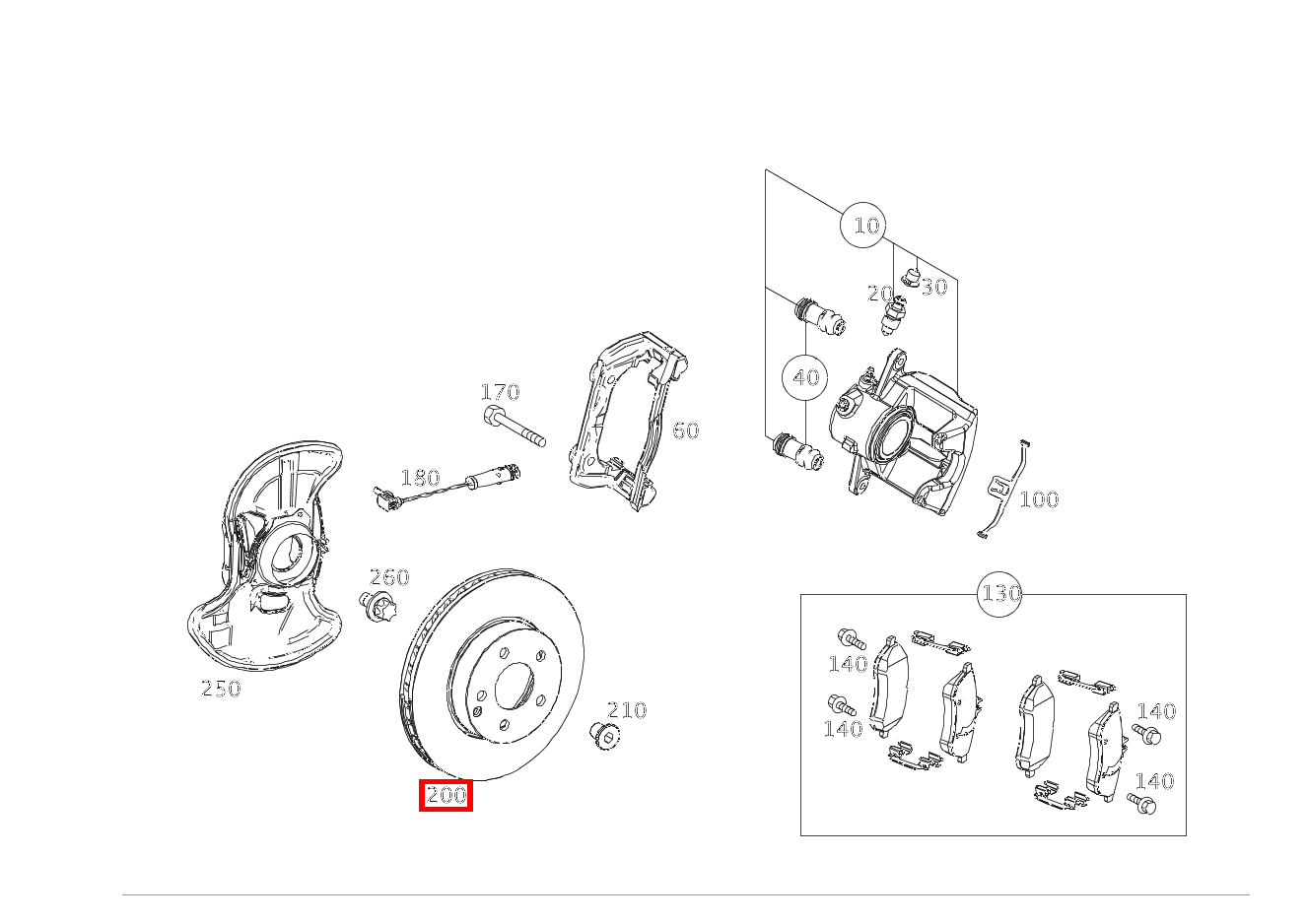 Bremsscheibe belüftet Vorn rechts E 400 Coupé 207 Bremsscheibe belüftet Vorn rechts E 400 Coupé 207