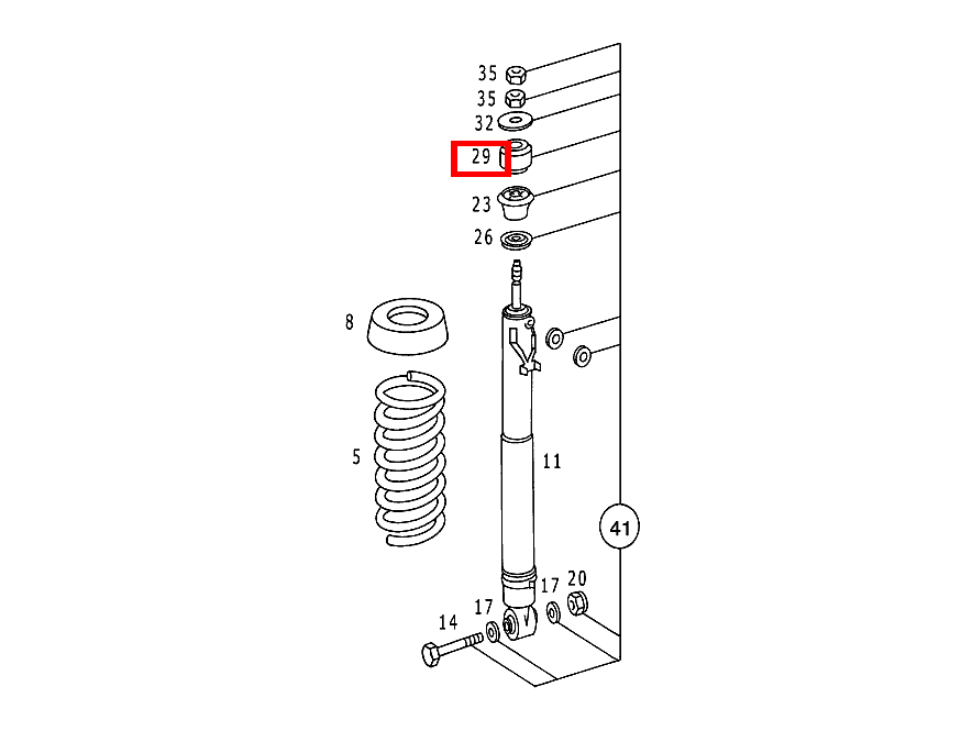 Gummipuffer FEDERBEIN AN RAHMEN 300 E 4MATIC 124