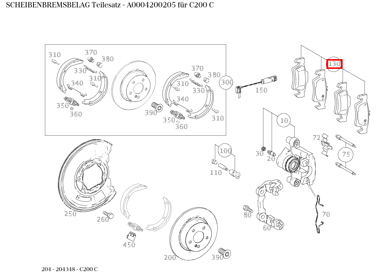 Scheibenbremsbelag Teilesatz C200 C 204 Scheibenbremsbelag Teilesatz C200 C 204