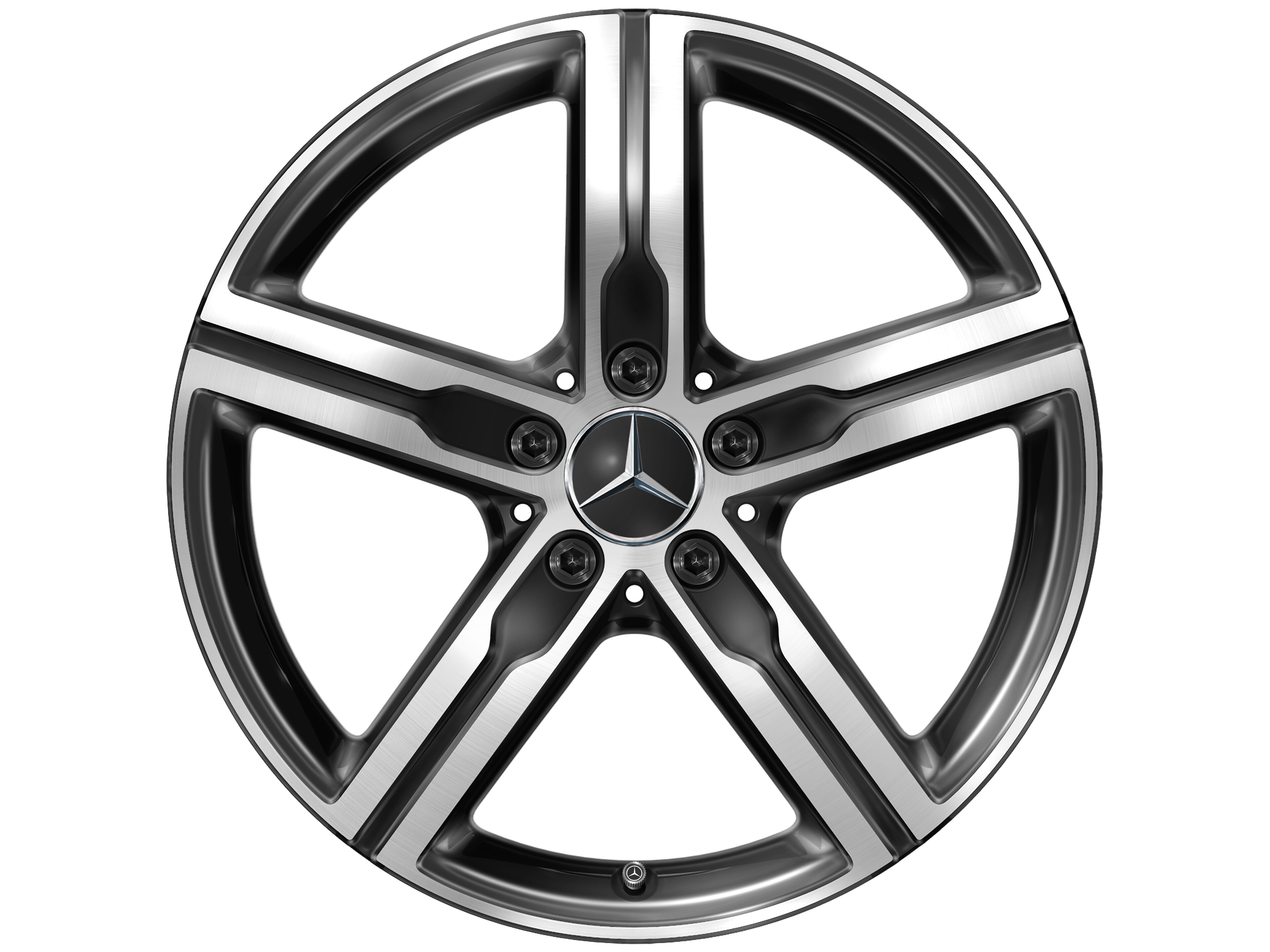 Mercedes-Benz - 5-Speichen-Rad, 45,7 cm (18 Zoll), glanzgedreht 7,5 J x 18 ET 49, schwarz