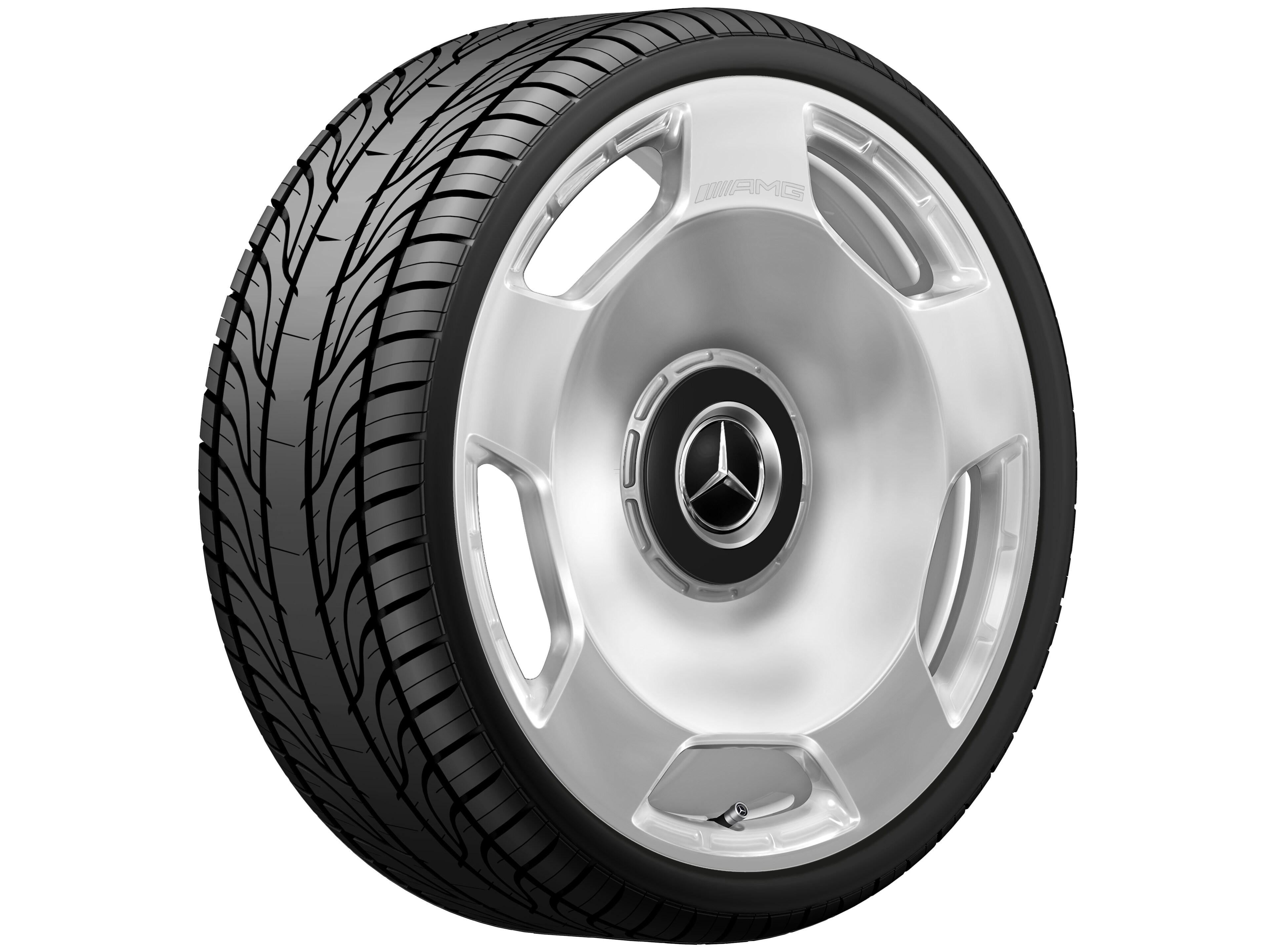 Mercedes-Benz -  AMG Schmiederad, 23 Zoll, 10 J x 23 ET 45, silberfarben, hochglanzpoliert