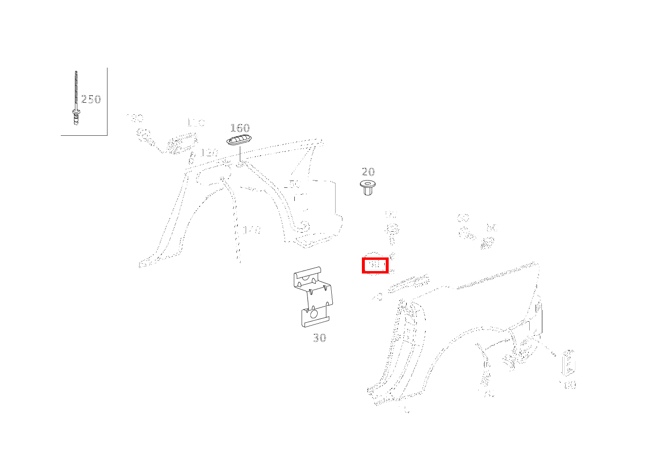 Dübel STREBE AN MITTELSAEULE,HINTEN RECHTS SLK 320 AMG KOMP 170 Dübel STREBE AN MITTELSAEULE,HINTEN RECHTS SLK 320 AMG KOMP 170