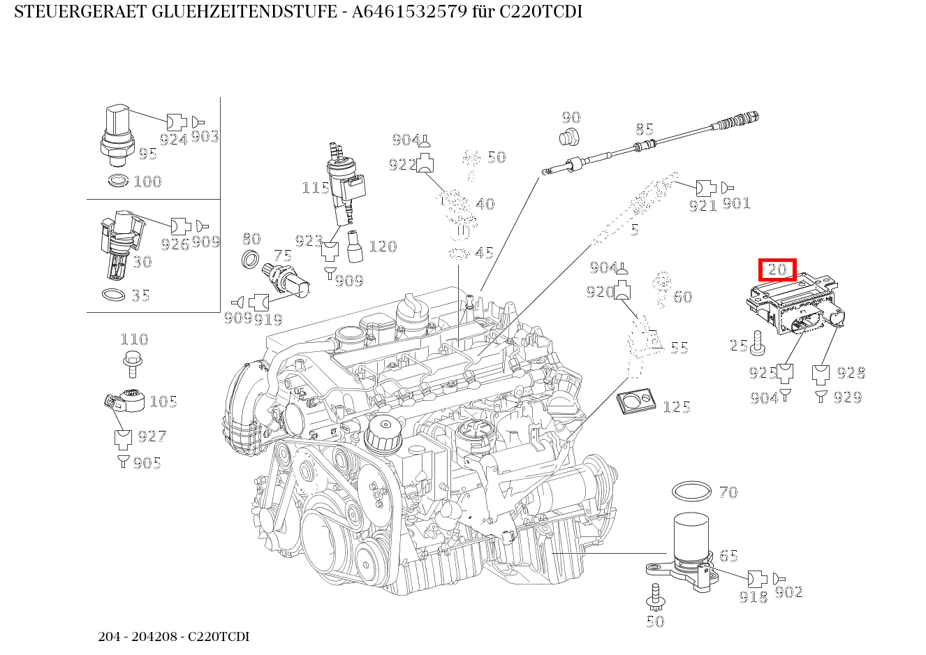 STEUERGERAET GLUEHZEITENDSTUFE C220TCDI 204