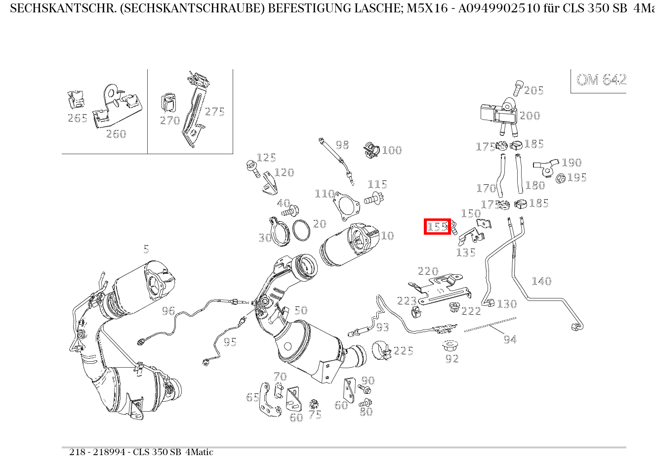 Sechskantschraube BEFESTIGUNG LASCHE; M5X16 CLS 350 SB 4Matic 218